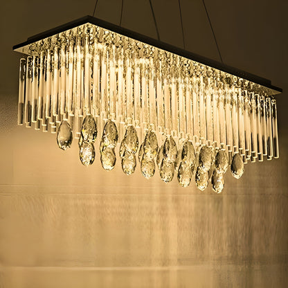 Rectangular Frosted Crystal Chandelier