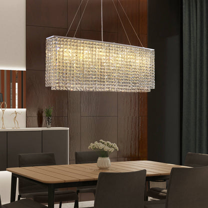 Rectangular Raindrop Crystal Pendant Light