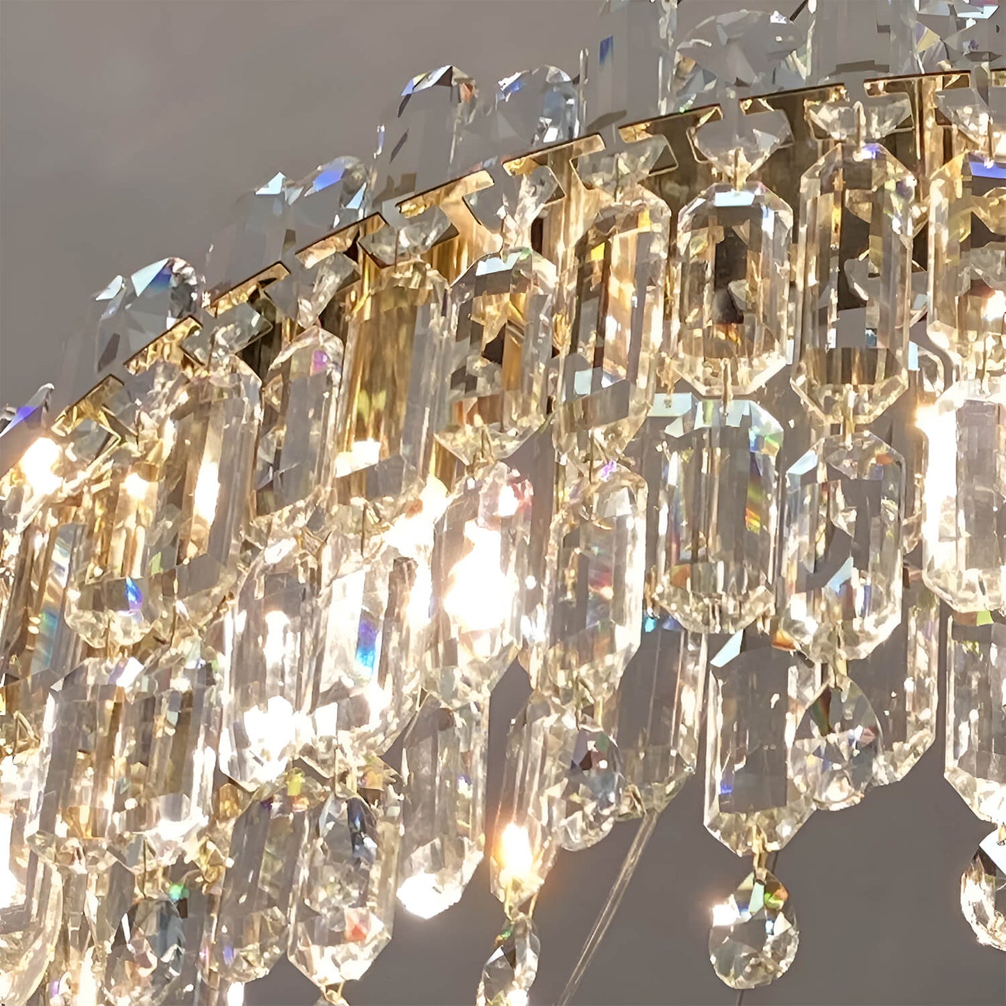 Round Linear Crystal Chandelier