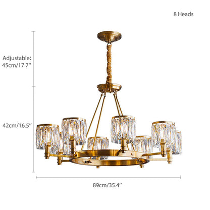 Round Modern Rustic Crystal Brass Chandelier