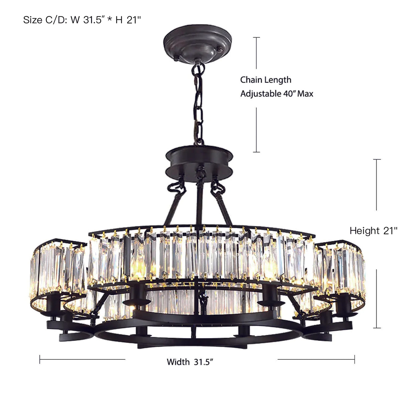 Round Modern Rustic Crystal Chandelier