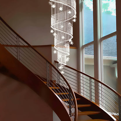 Spiral Meteor Shower Crystal Raindrop Chandelier - Staircase Chandelier