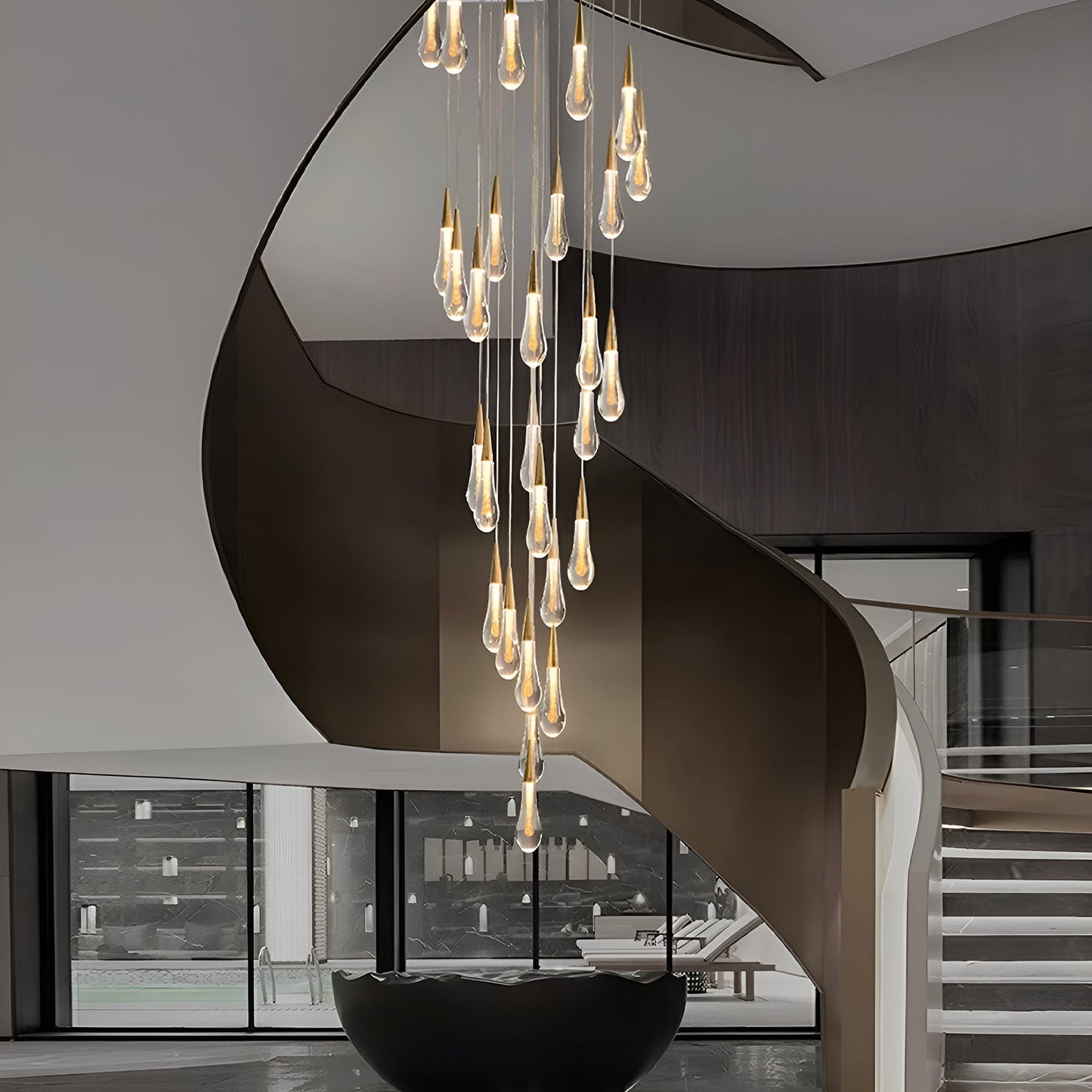 Spiraled Elegance: Modern LED Pendant Light for Villa Living Rooms and Duplex Apartments