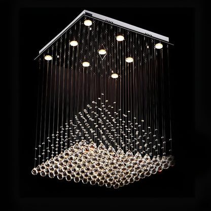 Square Base Pyramid Raindrop Crystal Chandelier - Ceiling Light