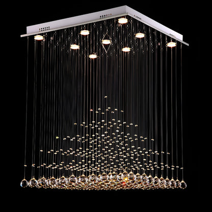 Square Base Pyramid Raindrop Crystal Chandelier - Ceiling Light