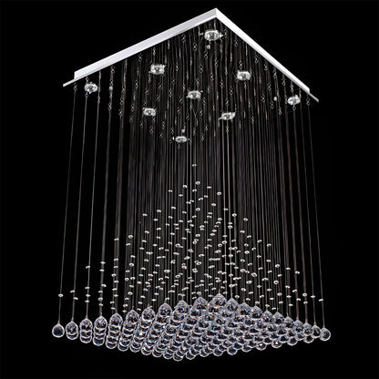 Square Base Pyramid Raindrop Crystal Chandelier - Ceiling Light