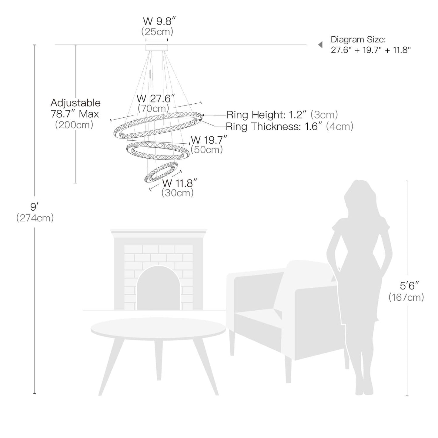 Crystal Ring Chandelier - Multi-Ring Choices